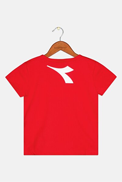 Diadora Toddlers Girl Cap Sleeve Brand Logo Tops, Red/White