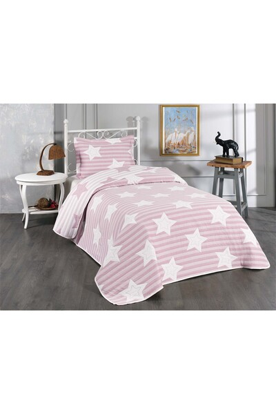 Storish Star Tek Kişilik Yatak Örtüsü Pudra