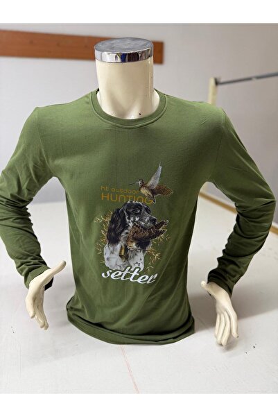 HT Outdoor Μοντέλο μπλουζάκι με μακρύ μανίκι με φιγούρες σεττέρ και κουνάρι (Το προϊόν είναι 100% βαμβάκι.)