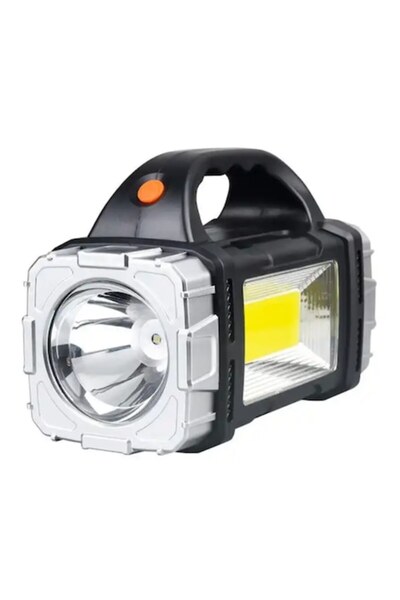 OEM Multifunctional LED+COB flashlight 25W, solar or USB charging, 1500mAh, front and side lighting