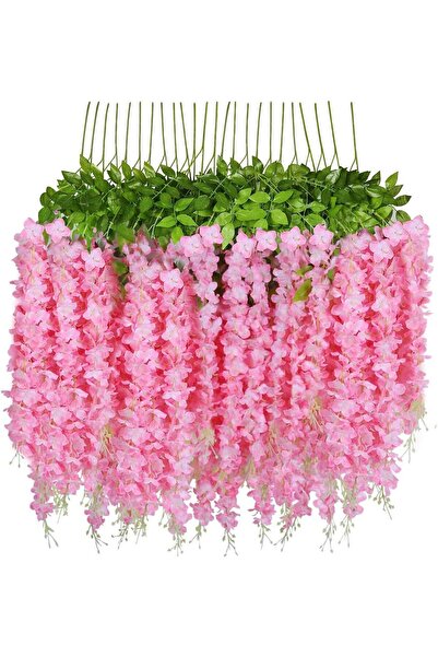 DEFNE DECOR Yapay Çiçek Sarkan Akasya Çiçeği 12li Pembe Nişan Düğün Dekor Süs...