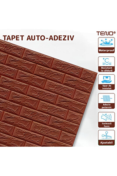 Teno Set of 20x 3D Brick Wallpaper Teno®, coverage area 10.6 m², self-adhesive, 70x77 cm, brown