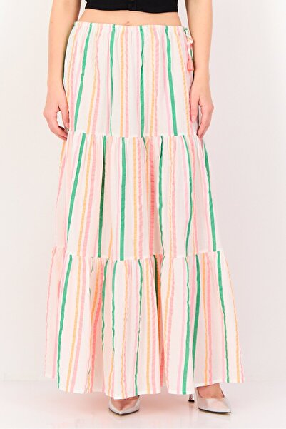 PROMOD Women Stripe Maxi Skirt, Multicolor