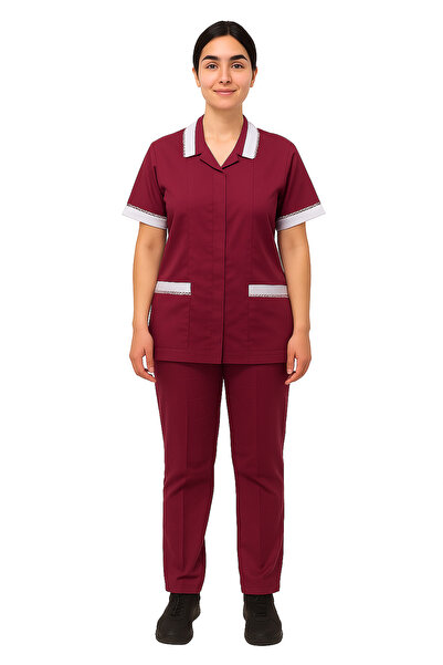 Rannah's Uniform طقم زي خادمة منزلية محترفة مزود بسحاب للإغلاق - بلوزة وبنطلو...