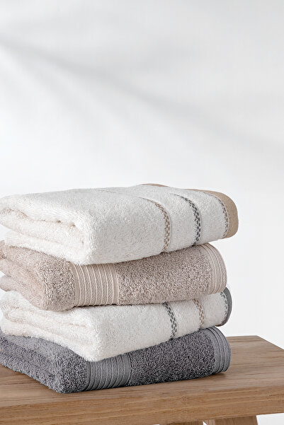 Yataş Harmony 4-Piece Hand / Face Towel Set - Gray / Beige
