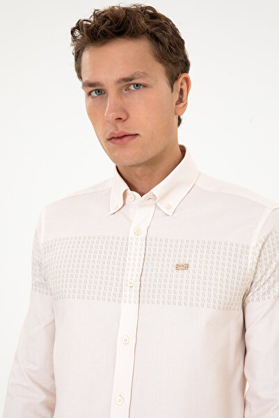 U.S. Polo Assn. Men's Cream Long Sleeve Shirt 50308543-Vr256