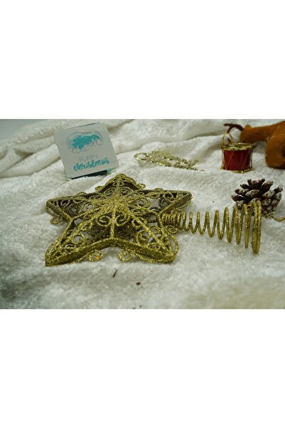 Flippy Decorative Christmas tree topper, Gold, Star-shaped, forged design, Plastic/Metal, 14.5x20 cm,