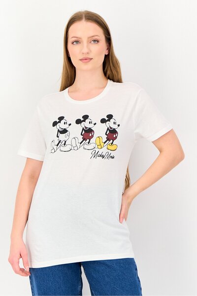 DIFUZED تي شيرت نسائي من ديزني، بأكمام قصيرة ورقبة دائرية، مطبوع عليه رسومات ...