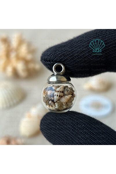 Seashell Rio Gerçek Deniz Kabuklu Mini Cam Küre – 1 Adet | 1.6 cm | El Yapımı...