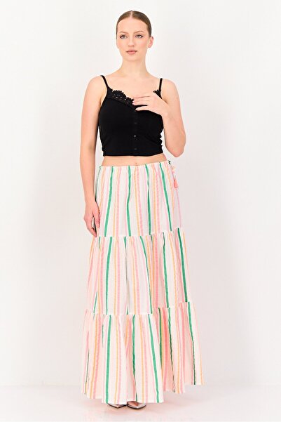 PROMOD Women Stripe Maxi Skirt, Multicolor