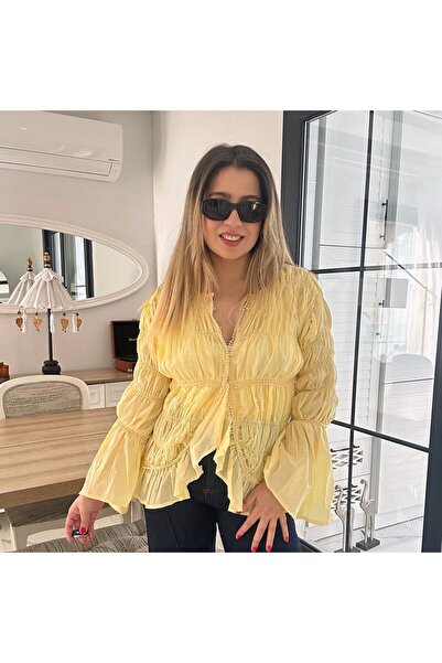 BERRİY BOUTİQUE Yellow Gipeli Gömlek