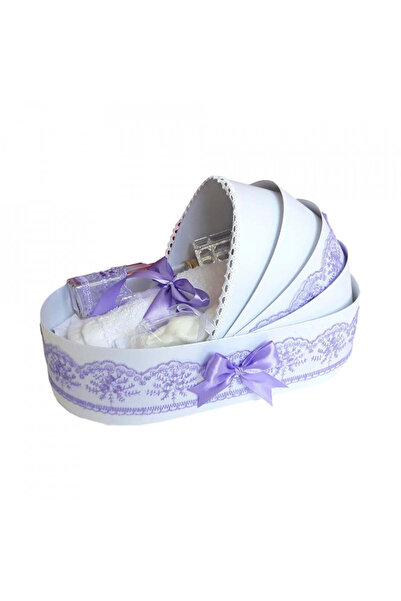 BebeNou Set botez leagăn dantelă liliac pentru fetițe, model Denikos®