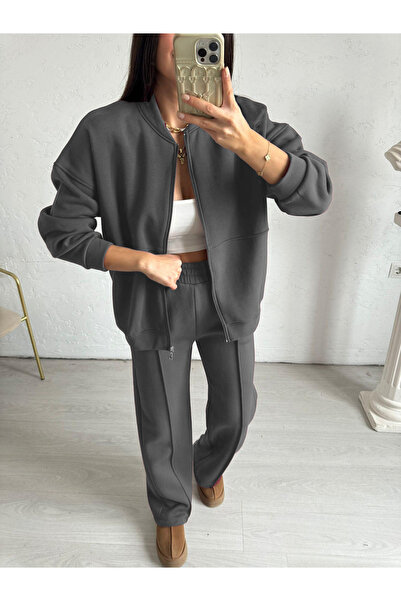 YAKAMEL Women's Bomber Jacket Tracksuit Set