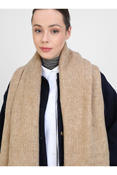Tuva Pufidik Tasseled Shoulder Shawl - Sand - PUFIDIKOŞ-Tuva