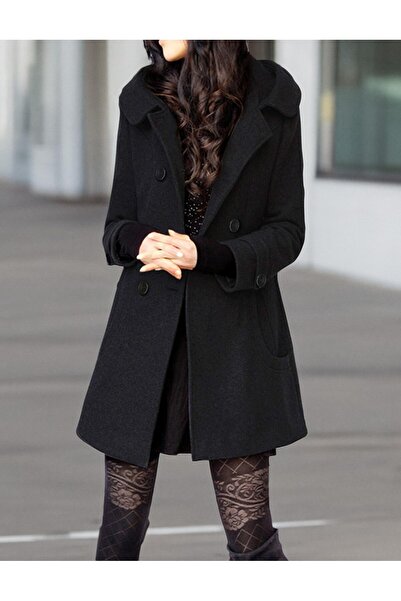 Mothermood Toridas Kışlık Günlük Kaşe Kadın Kaban 819siyah5