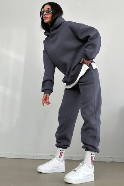 YAKAMEL طقم رياضي نسائي من مبطن بالصوف قطع من ماركة 3İplik Ş