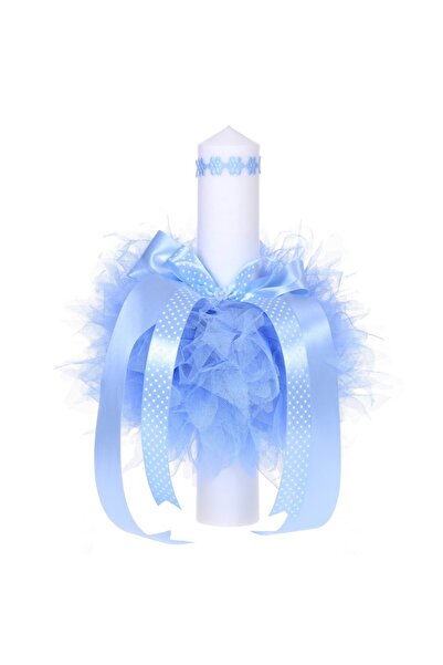 BebeNou Lumânare de botez pentru băiat cu flori albastre Denikos® 53