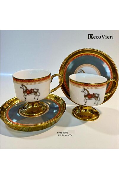 decovien 2 Kişilik 90 ml Porselen Kahve Fincan Takımı