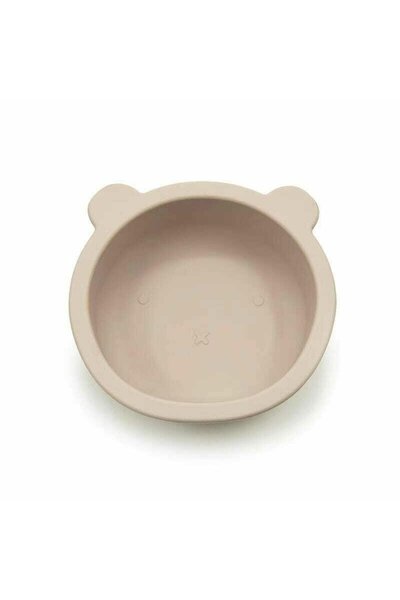 Bocioland Castron cu urechi de ursulet, Bocioland, Cu ventuze, Silicon, Fara BPA, 6-36 luni, Light Beige