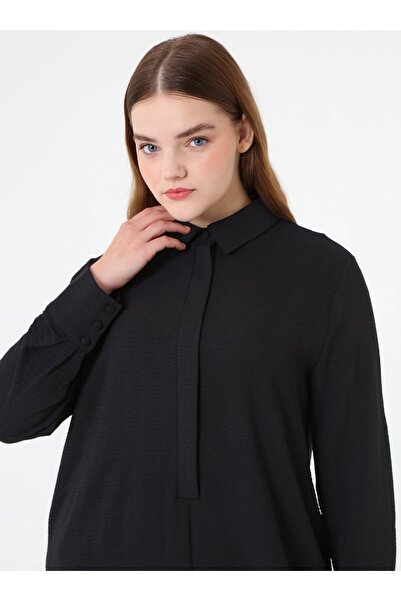 ALİA Tomorrow Patched Long Tunic&Pants Plus Size Set - Black -