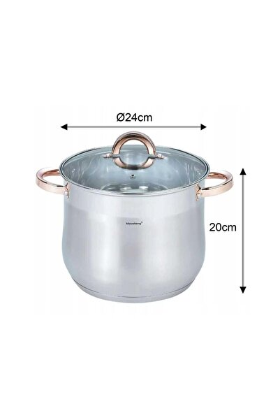 Klausberg Stainless steel pot with glass lid, diameter 24 cm, capacity 8.6 liters,