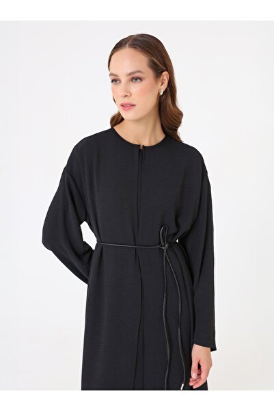 Refka Leather Belted Ice&Pants&Kimono Set - Black -