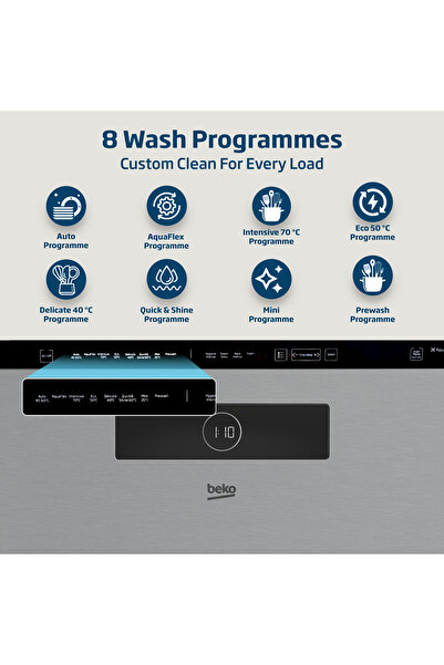Beko Freestanding Dishwasher 15 Place Settings, 8 Programmes,3 Racks, A++ Energy,‎ BDEN38523XQ(Inox)