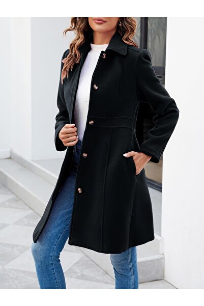 Sacrosa Dikiş Detaylı Tasarım Kaşe Kaban