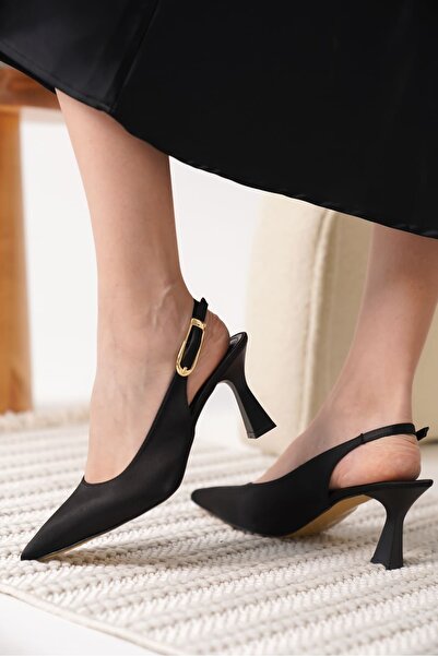 TRENDELLA Ophelia Women's Black Satin Heeled Shoes