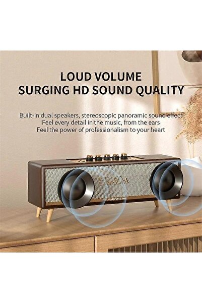 ONEDER D8 Vintage Bluetooth Speaker with TF / USB / FM, Wood Grain Wireless Speaker