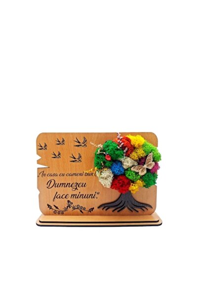 OEM Ramă decorativă cu mușchi stabilizat și mesajul „În casă cu oameni buni” ...