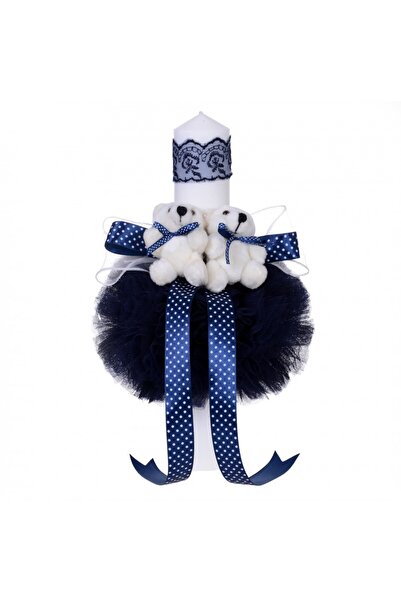 BebeNou Λαμπάδα Βάπτισης για Αγόρι, Navy Διακοσμητικό, 2 Αρκουδάκια Denikos®