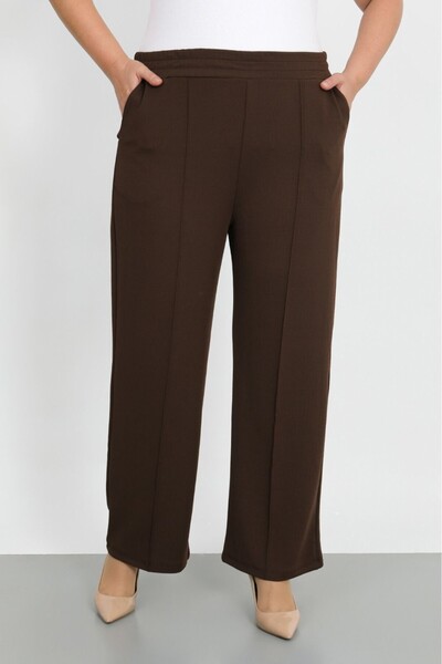 By Alba Collection Women's Brown Classic Leggings with Elastic Waist