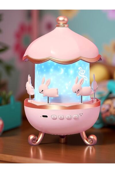 genernic FLUXBOX Bunny Night Light Cabin Projector Lamp – 360° Rotating LED Night Lamp for Kids