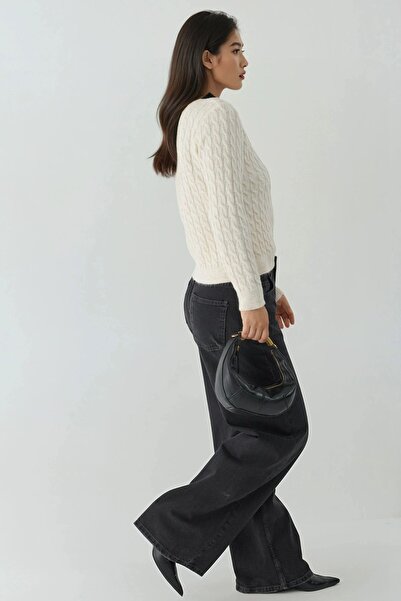 Hiccup Pulover cu guler rotund cu împletitură groasă de păr