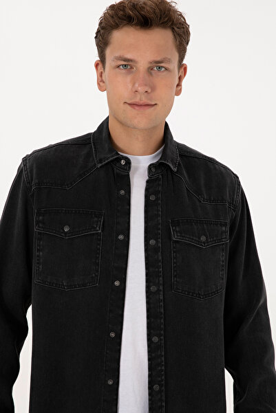 U.S. Polo Assn. Men's Black Jean Shirt 50308330-Dn0027