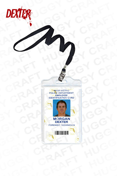 Huggy Craft Dexter Morgan Kimlik Kartı | Kaliteli Baskı PVC Kart + Boyun Askılığı + Şeffaf Su Geçirmez Kartlık