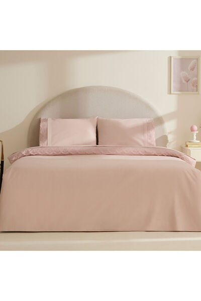 Karaca Home Teora 100% Cotton Lace Double Duvet Cover Set Powder