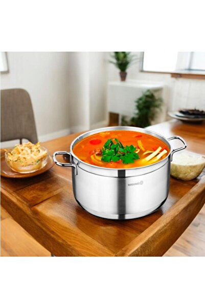 KORKMAZ Oala cu capac din inox, 18x10cm 2.5litri, compatibila cu toate tipurile de aragaz,