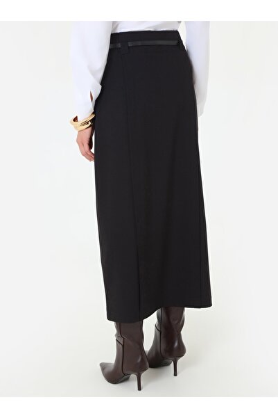 Refka Leather Belt Detailed Pencil Skirt - Black -