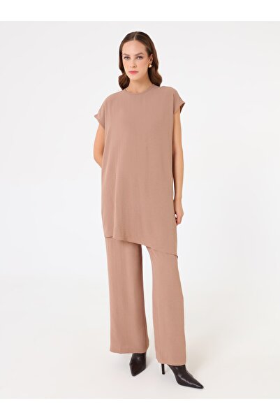 Refka طقم بوزان وكيمونو مع حزام جلدي - مينك -