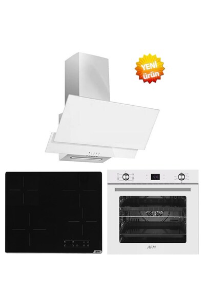 AFM tech / Fuomİ Dijital Elektrikli Vitroseramik Beyaz Ankastre Set ( V6-04 + FM3301 + FM7701 )