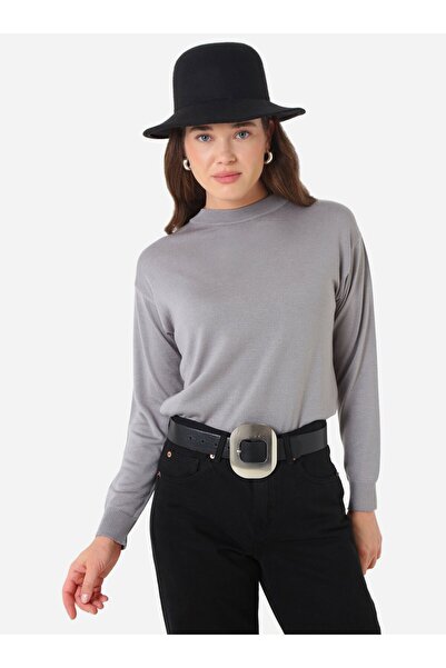 Refka Soft Knitted Basic Sweater - Gray Blue -