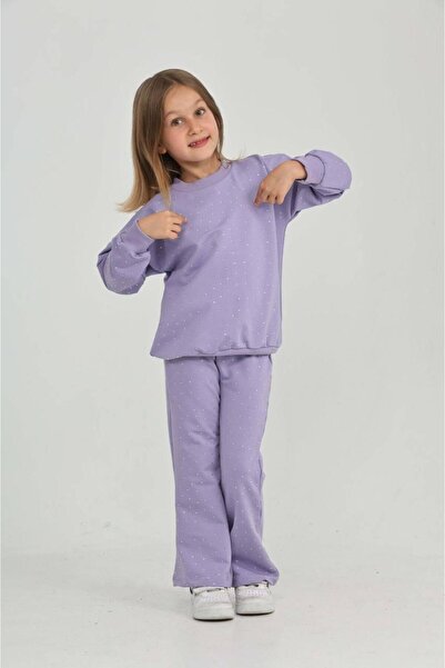 ÖRZİKİDS Seasonal Stone-Printed 2-String Girls' Tracksuit Set, Ages 3-10