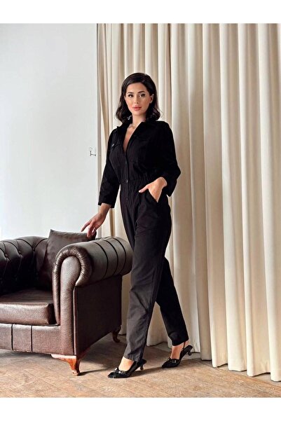 NOVEMBER Siyah Düğmeli Kadın Tulum - 1962