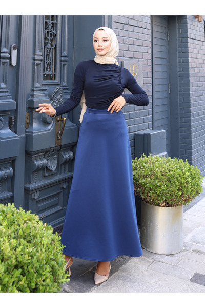 VAV Smocked Blouse - Navy Blue -