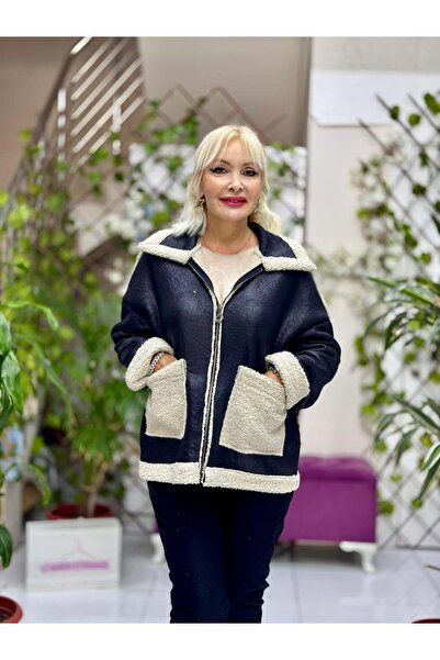 Punta Otantik Yg10048 Plush Inside Zippered Nubuck Italian Coat Black