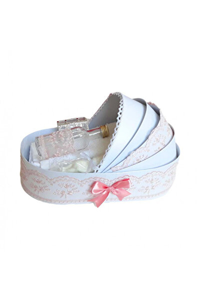 BebeNou Set complet de botez, stil leagăn, dantelă roz pal, fete, Denikos® 15...