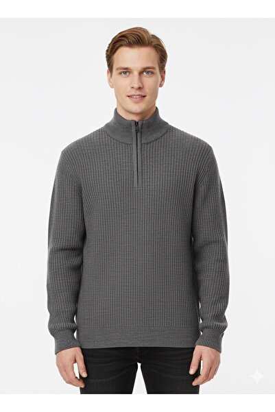 ModaPlaza Pulover pentru bărbați cu guler și fermoar 220