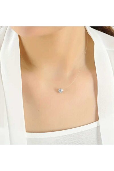 MYSTERY TAKI AKSESUAR Zircon Solitary Stone Ghost Necklace